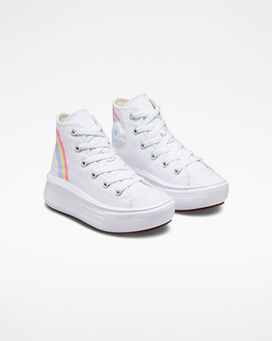 Topanky Na Platforme Converse Chuck Taylor All Star Move Rainbow Cloud Vysoke Dievcenske Biele Modre Ruzove | SK UXDSM8